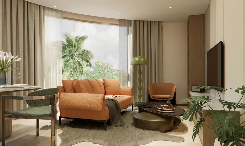 Saint Tropez Naithon — планировка A2 46.58 м²: спальная зона
