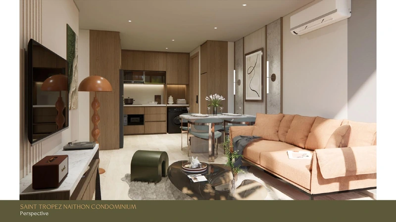 Saint Tropez Naithon — layout A3 66.15 m²: kitchen and entrance hall