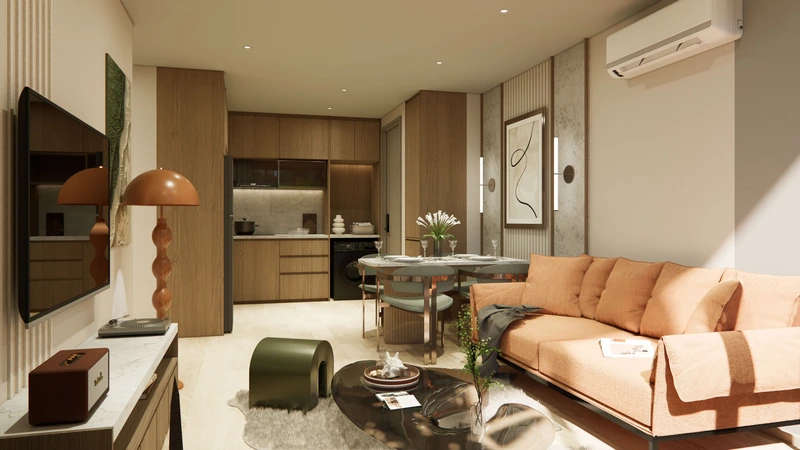 Saint Tropez Naithon — планировка A3 66.15 м²: кухня и прихожая