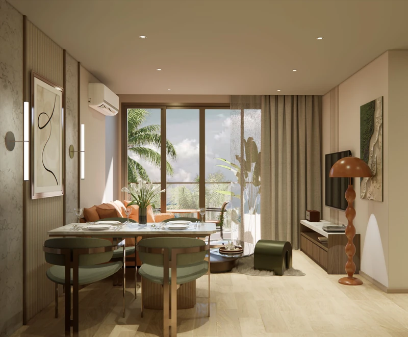 Saint Tropez Naithon — планировка A3 66.15 м²: гостиная зона