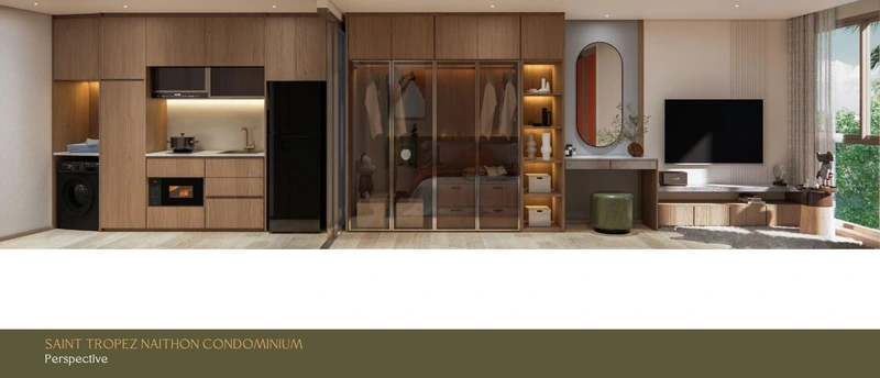 Saint Tropez Naithon — layout A4 37.42 m²: kitchen and entrance hall
