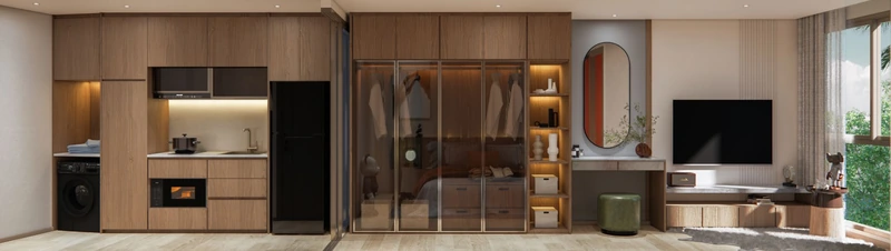 Saint Tropez Naithon — планировка A4 37.42 м²: кухня и прихожая