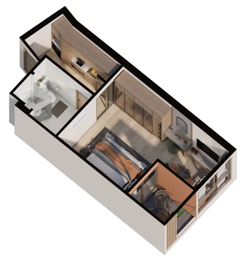 Saint Tropez Naithon — планировка A4 37.42 м²: изометрия квартиры