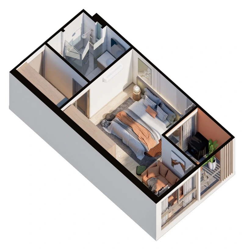 Saint Tropez Naithon — планировка A5 35.67 м²: изометрия квартиры