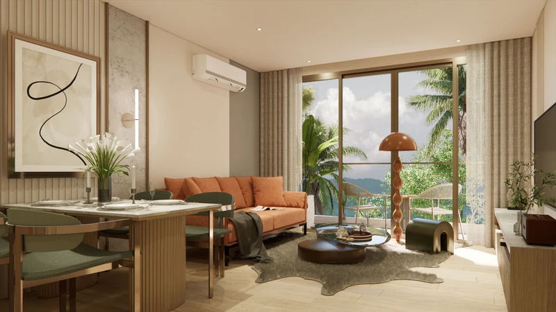Saint Tropez Naithon — планировка B2 66.4 м²: кухня и прихожая