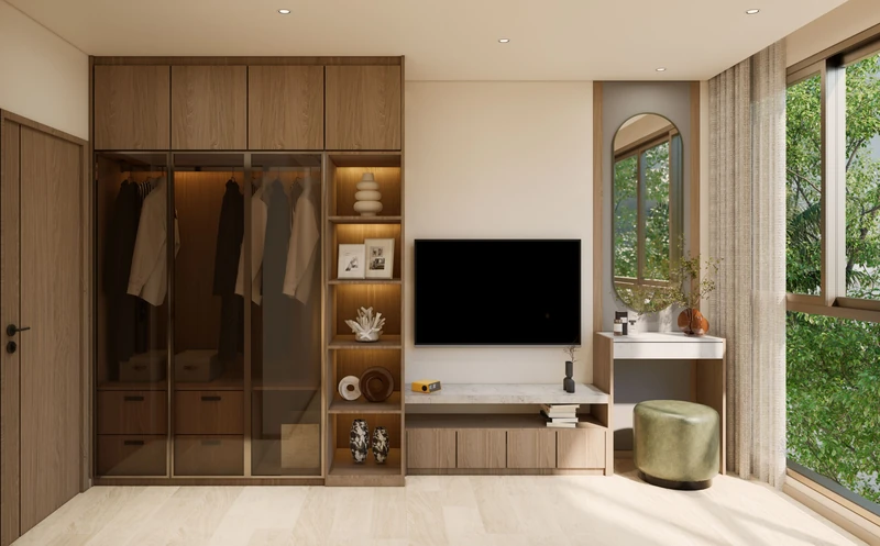 Saint Tropez Naithon — планировка B2 66.4 м²: спальня, вид на террасу