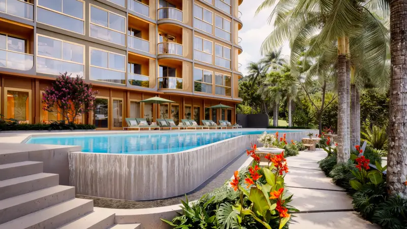 Saint Tropez Naithon — pool and terraces in the courtyard