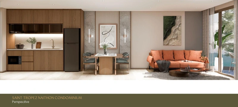 Saint Tropez Naithon — layout C 66.35 m²: kitchen and entrance hall