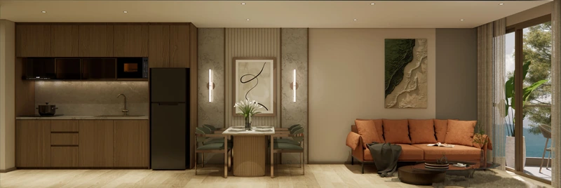 Saint Tropez Naithon — планировка C 66.35 м²: кухня и прихожая