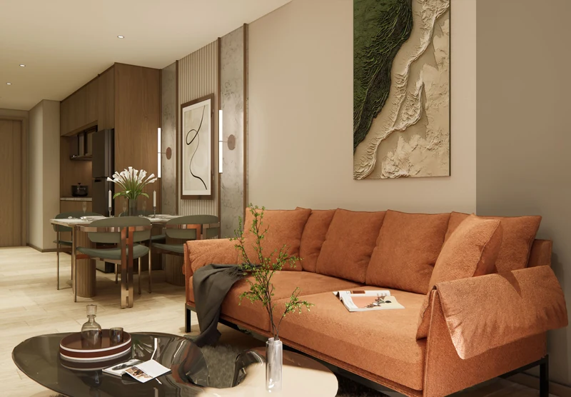 Saint Tropez Naithon — планировка C 66.35 м²: гостиная зона