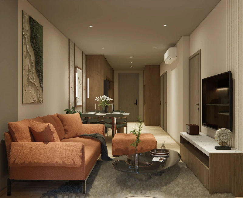 Saint Tropez Naithon — планировка C1 67.5 м²: гостиная зона