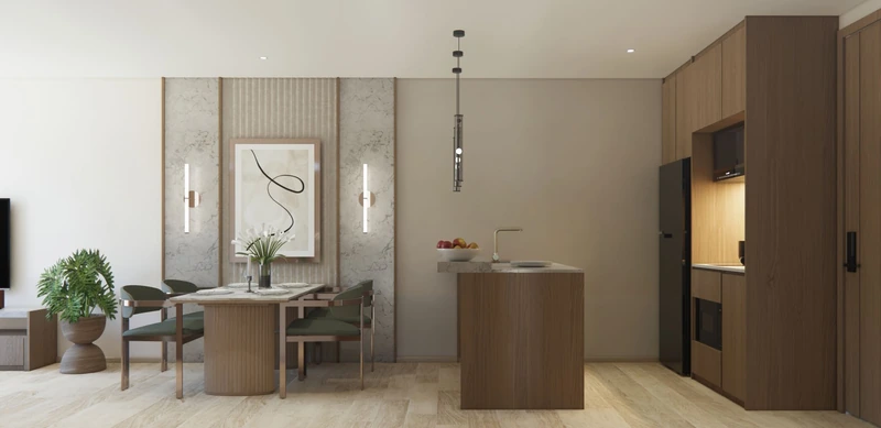 Saint Tropez Naithon — планировка C2 58.65 м²: кухня и прихожая
