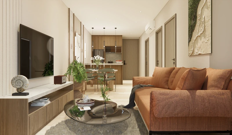 Saint Tropez Naithon — планировка C2 58.65 м²: гостиная зона