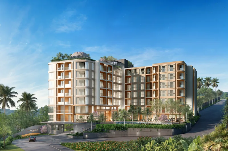 Saint Tropez Naithon — facade from the entrance, seven residential levels