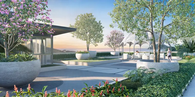 Saint Tropez Naithon — landscaped deck beside the pool