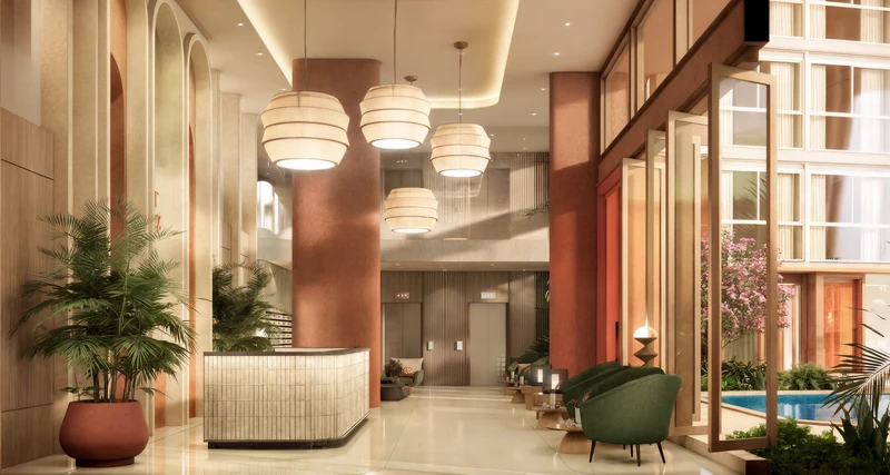 Saint Tropez Naithon — the lobby looking out over the pool
