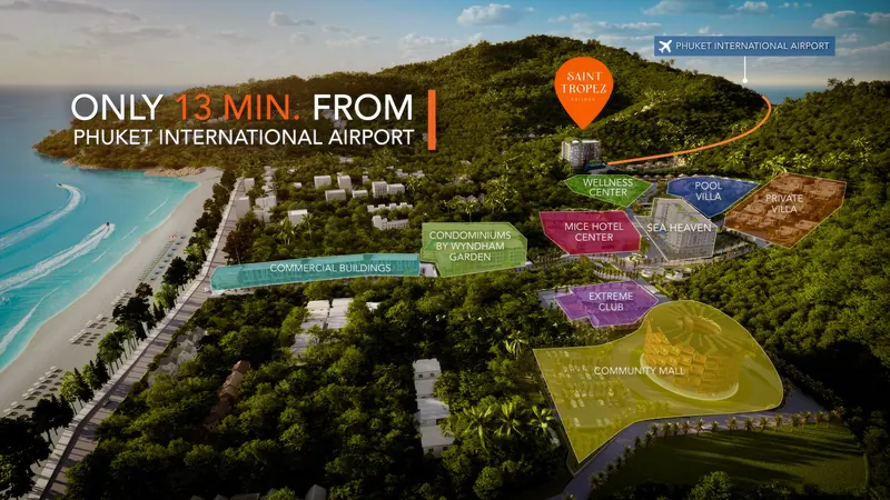 Saint Tropez Naithon — district master plan: community mall, wellness centre, hotel and villas