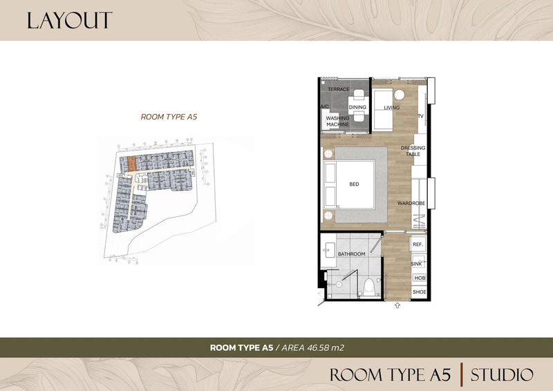 Saint Tropez Naithon — floor plan A5 with furniture layout