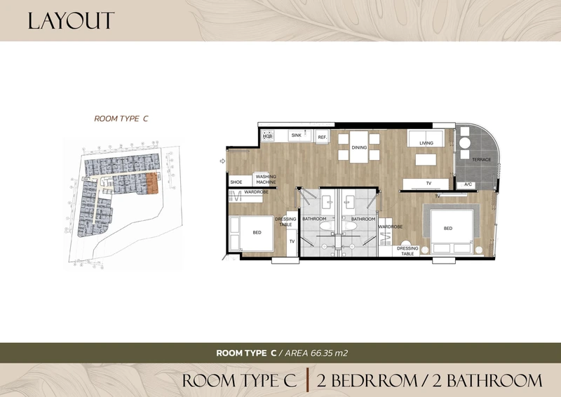 Saint Tropez Naithon — floor plan C with furniture layout