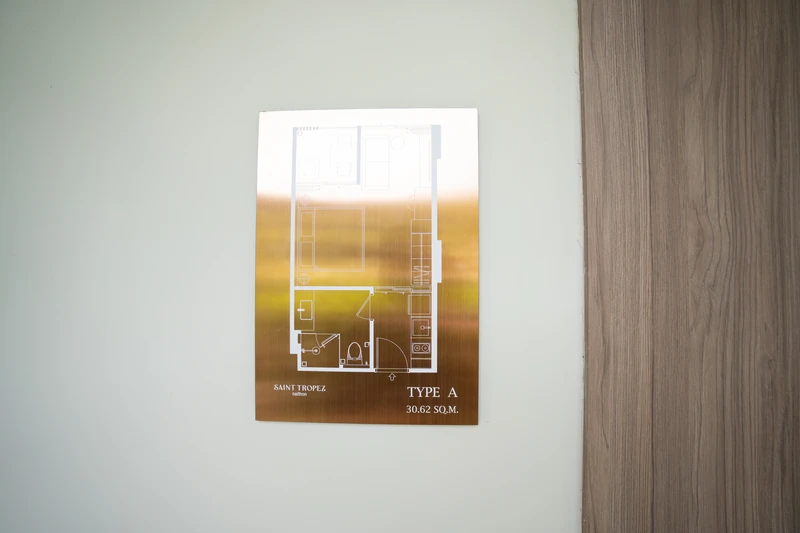 Saint Tropez Naithon — the TYPE A 30.62 m² plan plaque in the show unit